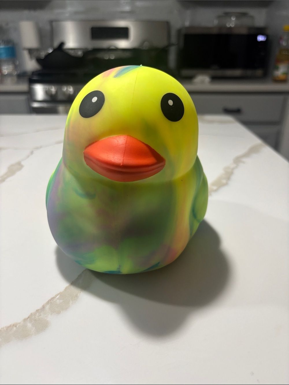 Multicolor Tie-Dye Rubber Duck Plush Toy - Yellow & Orange Beak